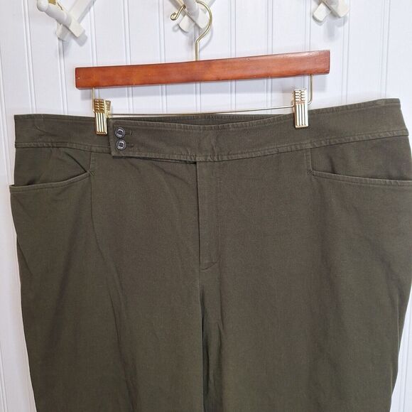 Chaps Womens Size 20W Olive Green Straight Wide Leg Pants Classic Pockets Casual - Picture 3 of 11